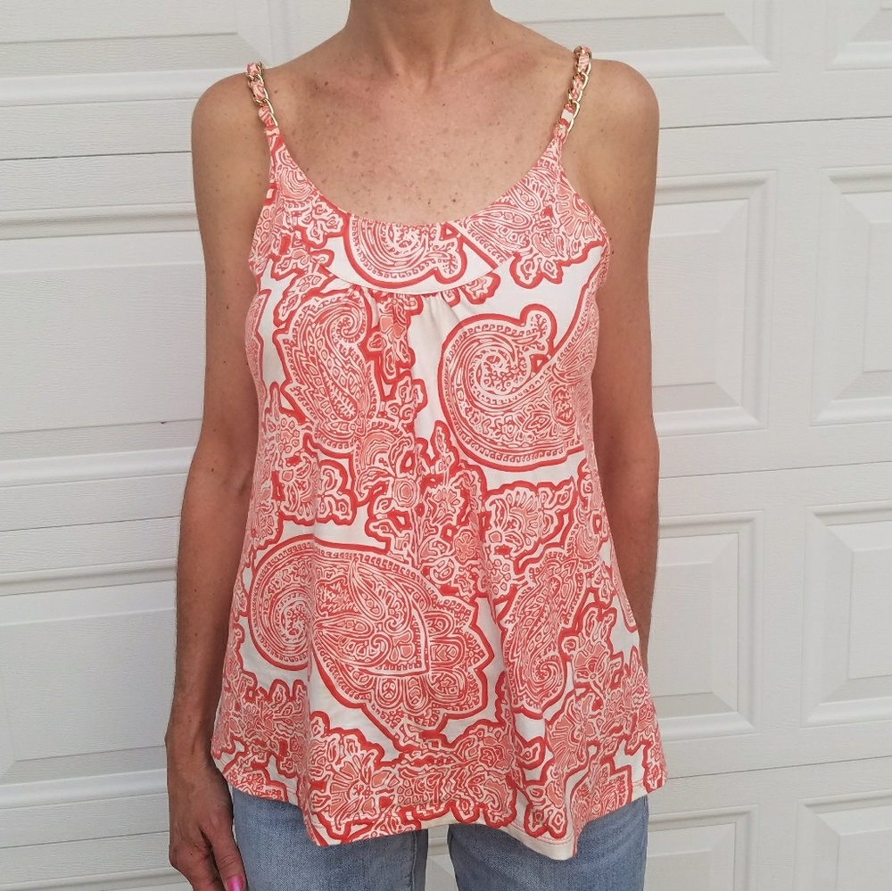 Michael Kors orange pattern tank top